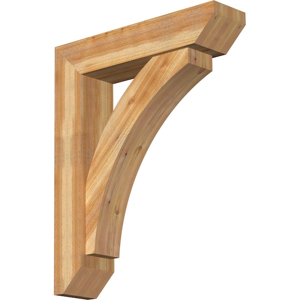 Ekena Millwork Thorton Slat Rough Sawn Bracket w/ Offset Brace, Western Red Cedar, 8"W x 34"D x 42"H BKT0806X34X42THR06RWR - main